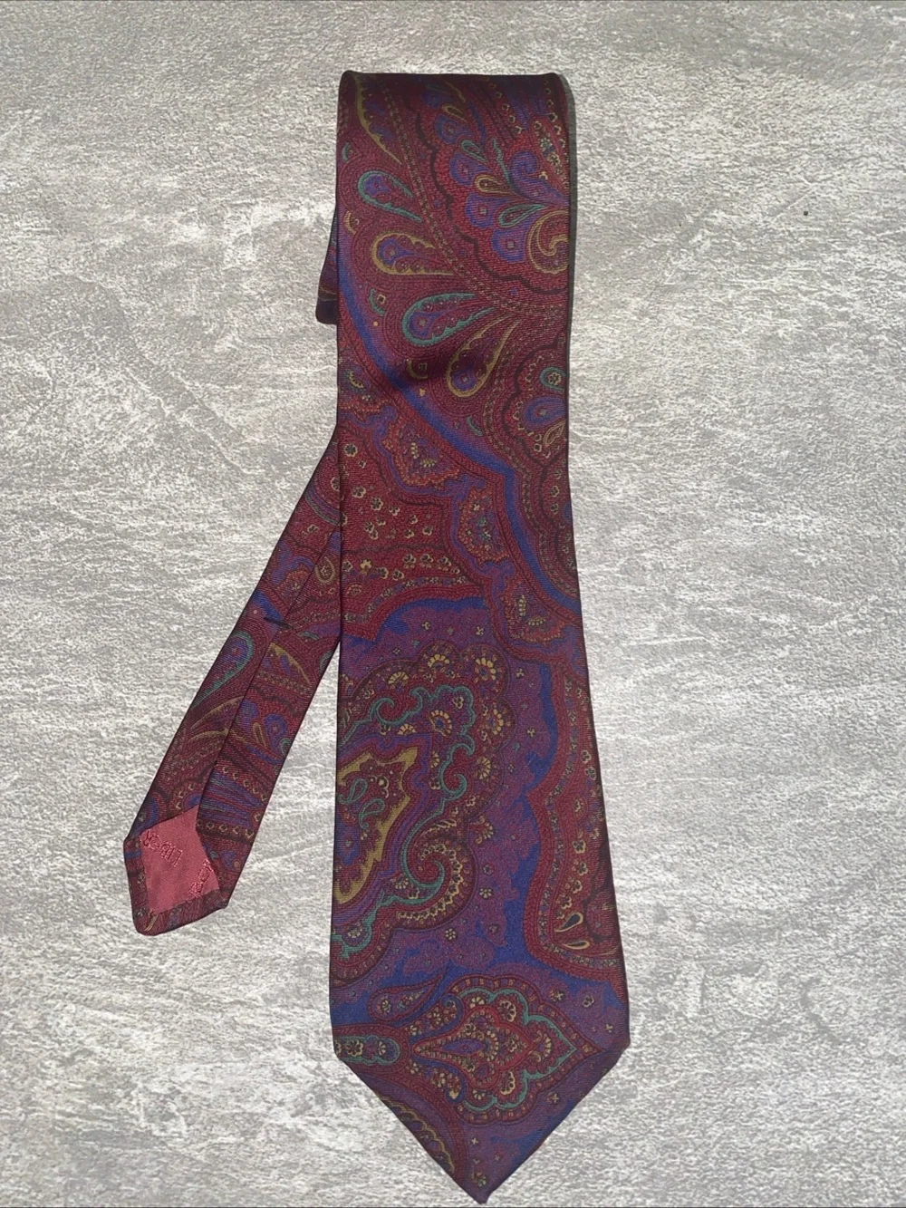 Liberty of London Burgundy Paisley Tie with Blue and Gold Motifs
